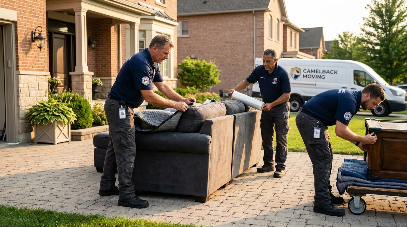 Large estate moving crew wrapping furniture in Bossier City, LA