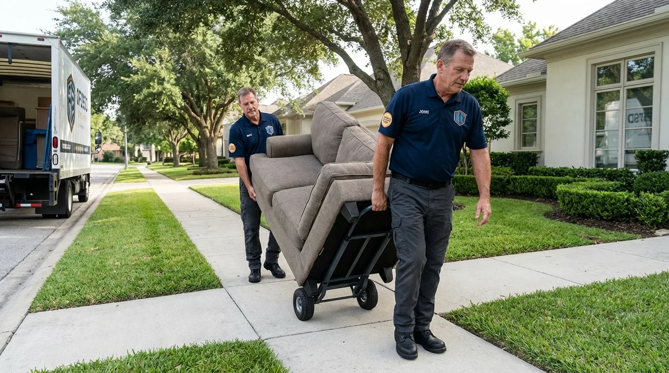 Local residential moving crew loading furniture in Bossier City, LA